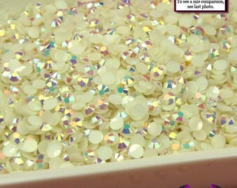 200 pcs 4mm AB Jelly IVORY Decoden Faceted Flatback Rhinestones