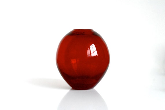 Small Modern Red Glass Vase Little Red Vase Red Modern Vase