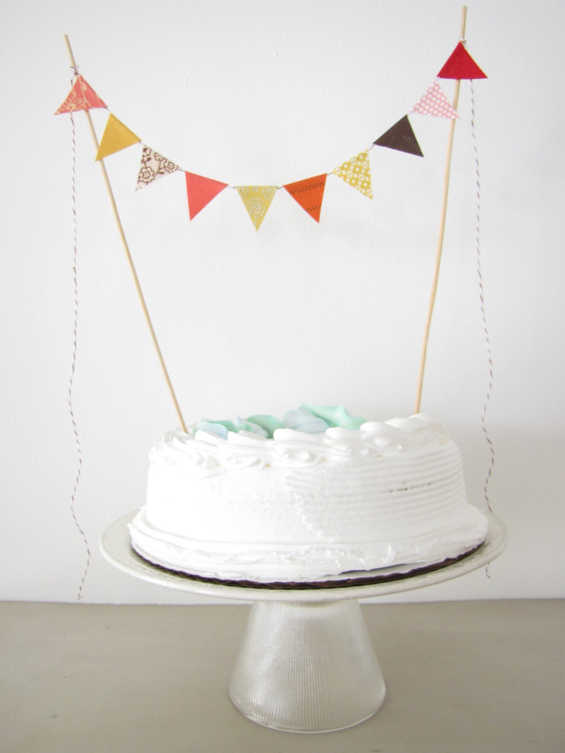 Fabric Cake Topper - Bunting Decoration - Wedding, Birthday Party, Shower Decor "Spice Market" marigold saffron rust red coral pink Moroccan