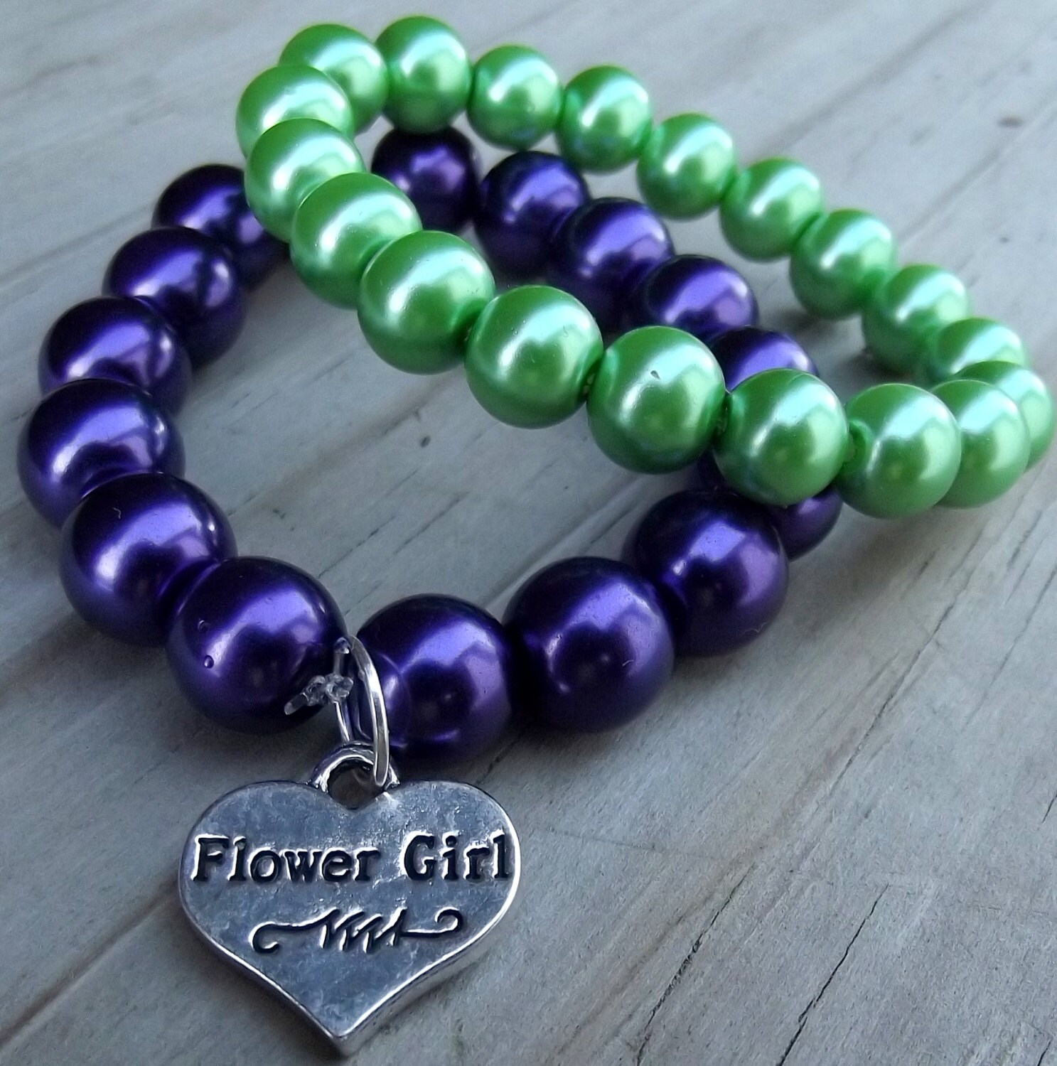 Flower Girl Bracelet Wedding Jewelry Two Bracelets by HoJoJewelry