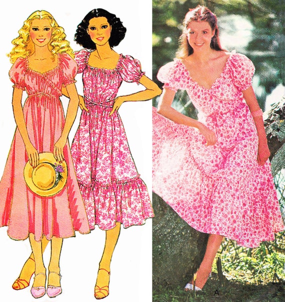 1978 Vintage Laura Ashley Wrap Dress in 2 styles Puff