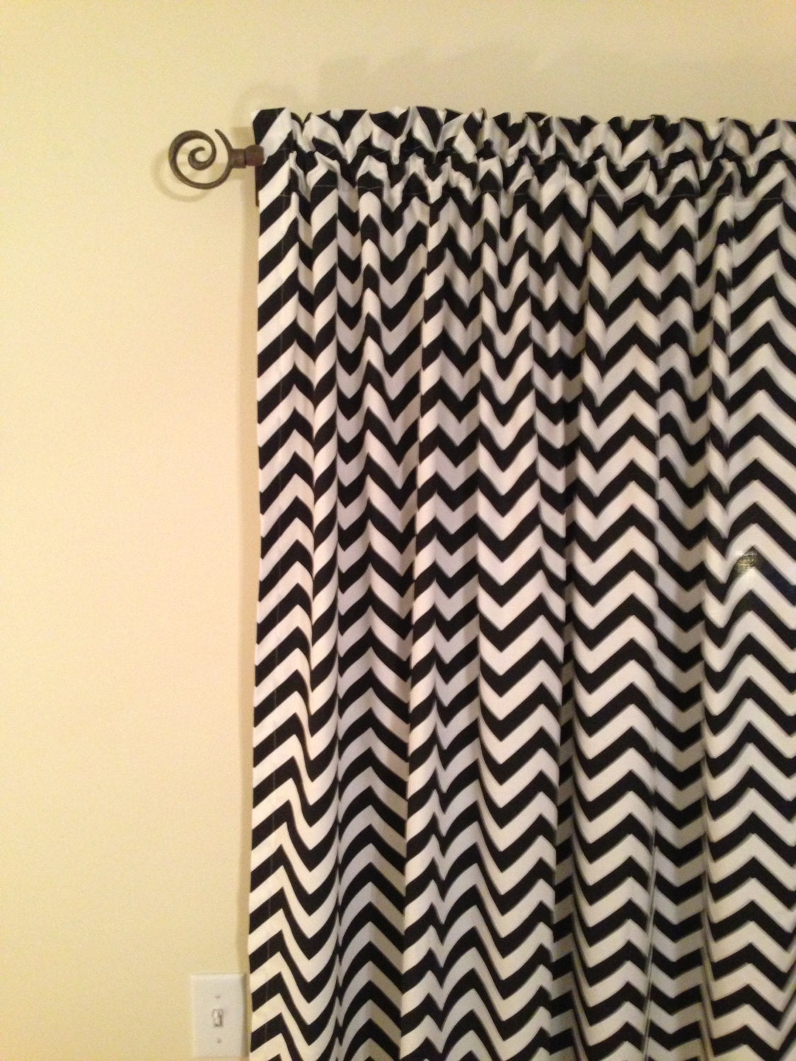 Black and white chevron curtain panel