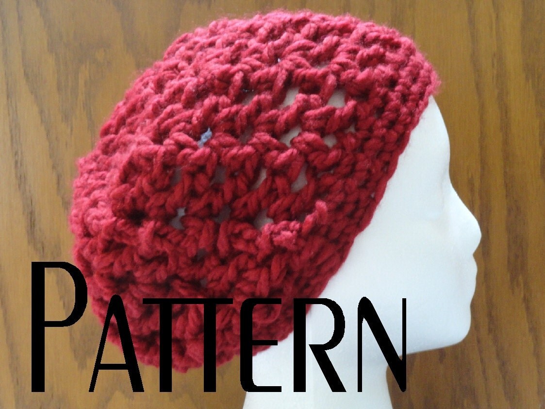 Crochet PATTERN Chunky V Stitch Slouchy Beanie Hat Pattern