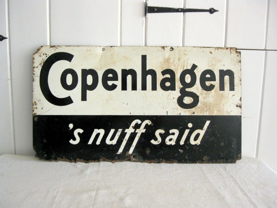 Copenhagen Sign Antique Metal Tobacco Sign 25x14 'Snuff