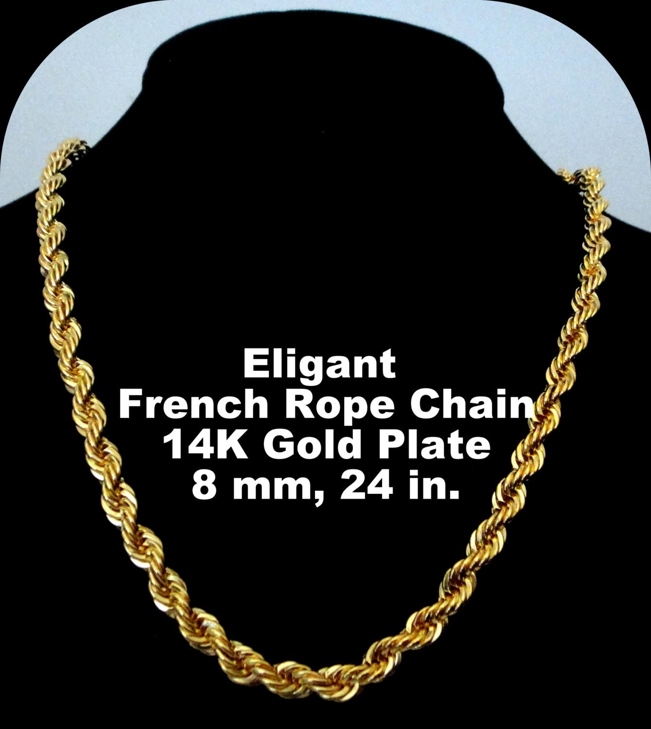 Rope Chain 14k Gold Plate Gep 24 In 8mm By Goldenartifacts 0710