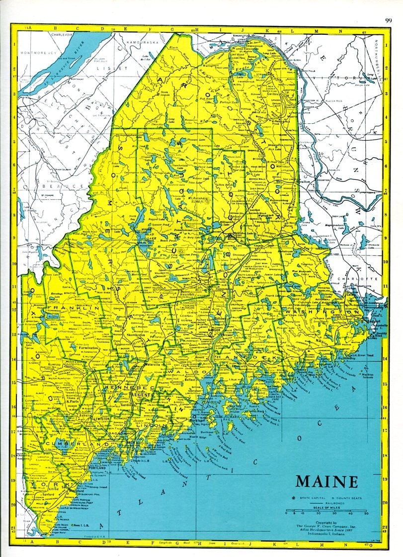 Maine Map Delaware Maryland District of by SkippiDiddlePaper