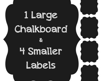 SALE!!! Large 11in x 9in Chalk Board with 4 smaller Chalkboard Labels 2.5in x 2in on Adhesive Chalkboard Vinyl
