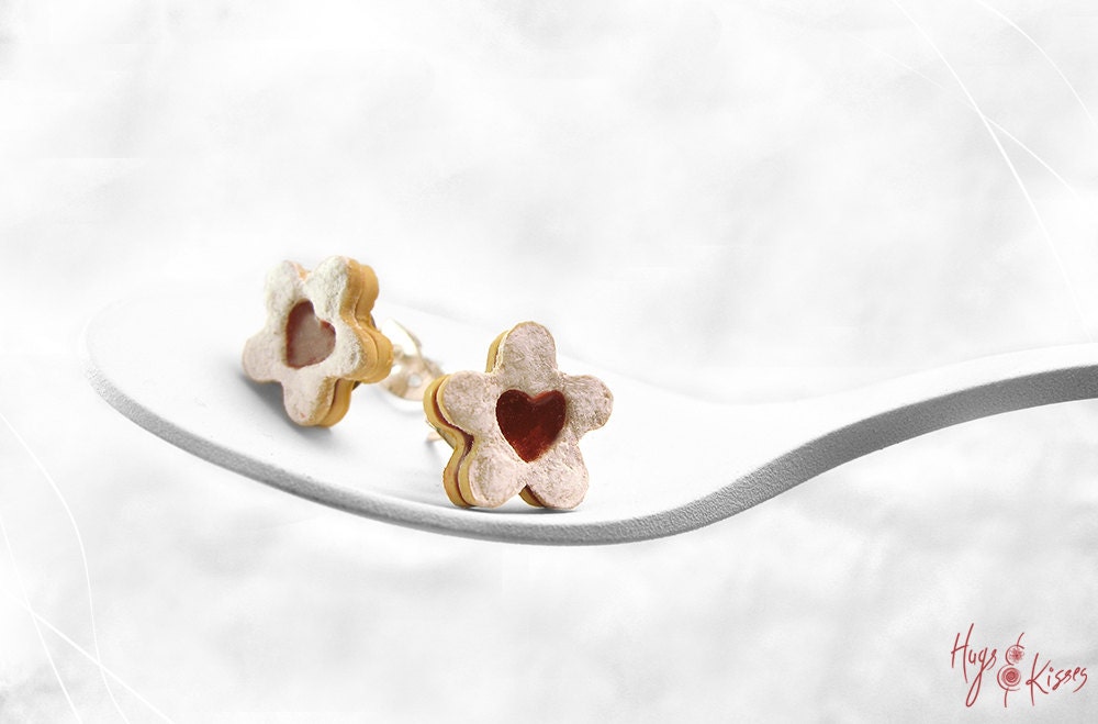 Tiny Jam Cookie Earrings Sugar Cookie Studs Miniature Food