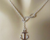 Lariat Infinity Anchor Necklace-simple necklace, gifts for sister, small nautical lariat necklace, christmas gifts, gold anchor infinity Lariat Infinity Anchor Necklace-simple necklace, gifts for sister, small nautical lariat necklace, christmas gifts, gold anchor infinity