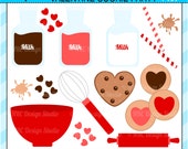 CIJ SALE - Milk and Cookie Party Clip Art - Valentine Milk and Cookie Clip Art - Heart, Straws, Chocolate, Milk, Cookies Il_170x135