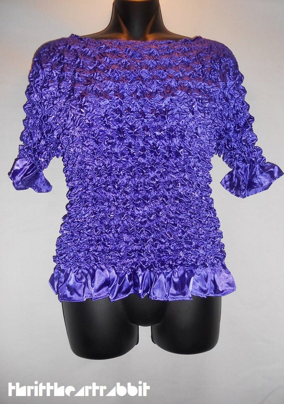 Items similar to Vintage 90s Purple Shiny Scrunchy Shirt Blouse Womens ...