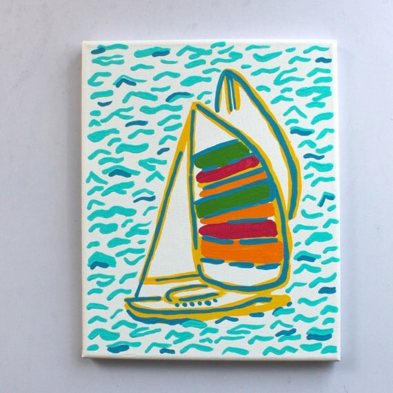 Sailboat Lilly Pulitzer You Gotta Regatta Inspired Painting