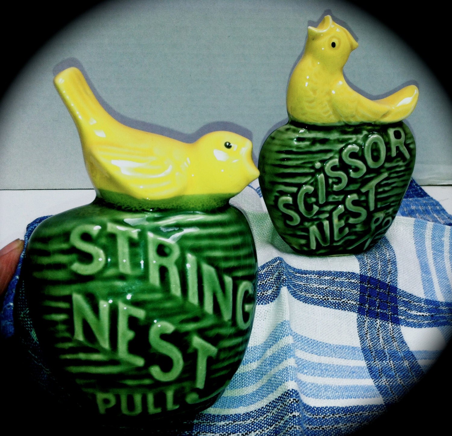 Scissor Holder and String Nest Ceramic High Glaze Wall Pockets