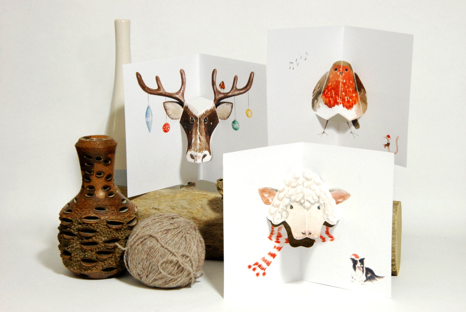 Printable Animal Pop Up Cards | set of 3 christmas cards pop up card set featuring robin Printable Animal Pop Up Cards | set of 3 christmas cards pop up card set featuring robin