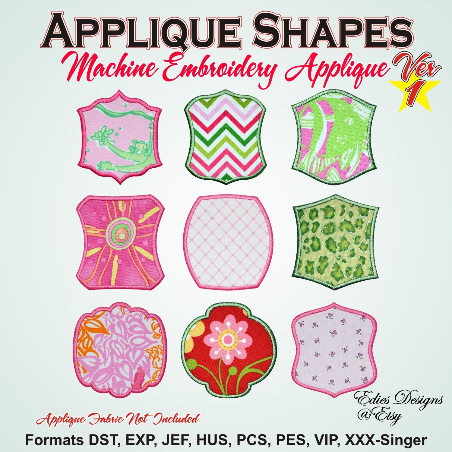 Applique Shapes Version 1 Machine Embroidery Designs Digitial