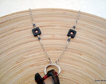 Ceramic Eyeglass Chain, Eyeglass Necklace, Black Glasses Chain, Eyeglass Loop, Eyeglass Lanyard, Glasses Holder, Chaine Lunettes collier