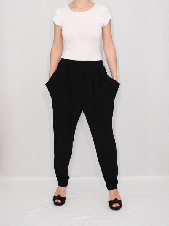 Women Harem Pants Black Harem Pant Loose fit by KSclothing on Etsy