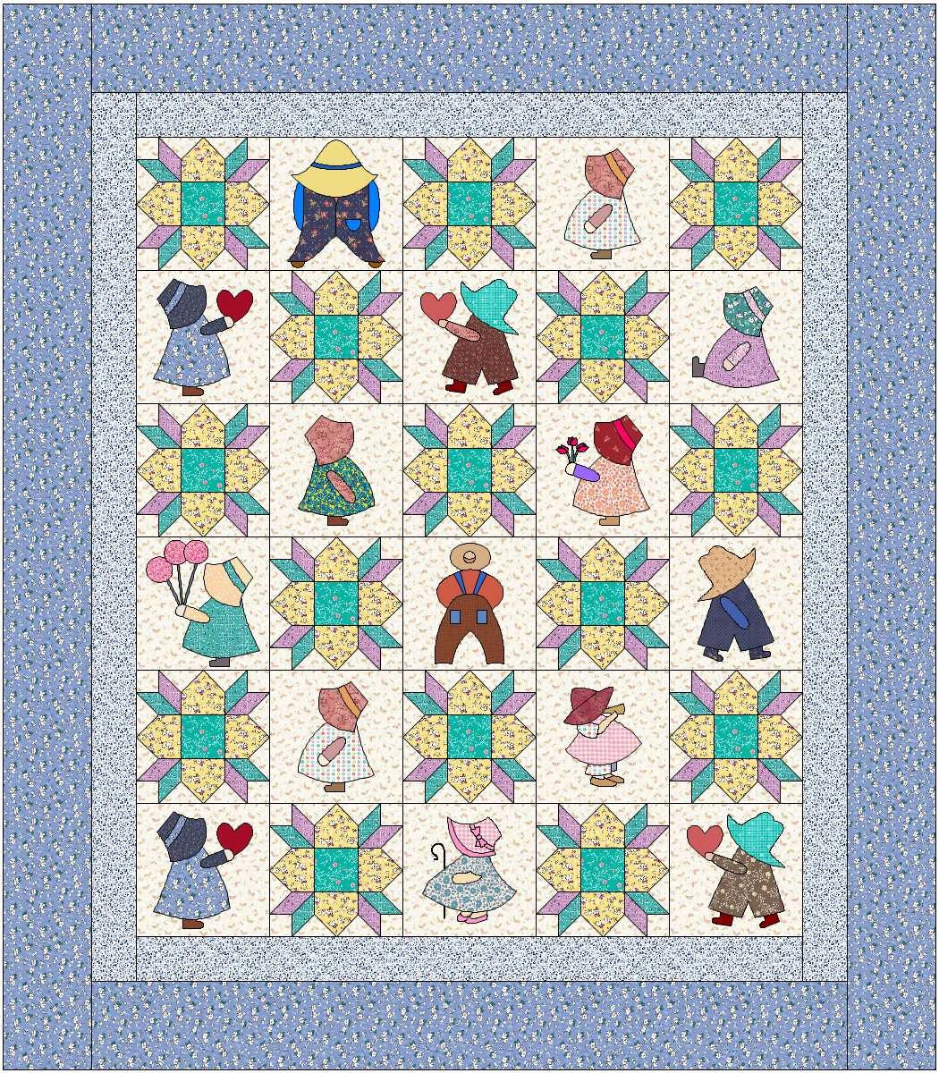 Sunbonnet Sue Sam Quilt Pattern 17 Different Applique