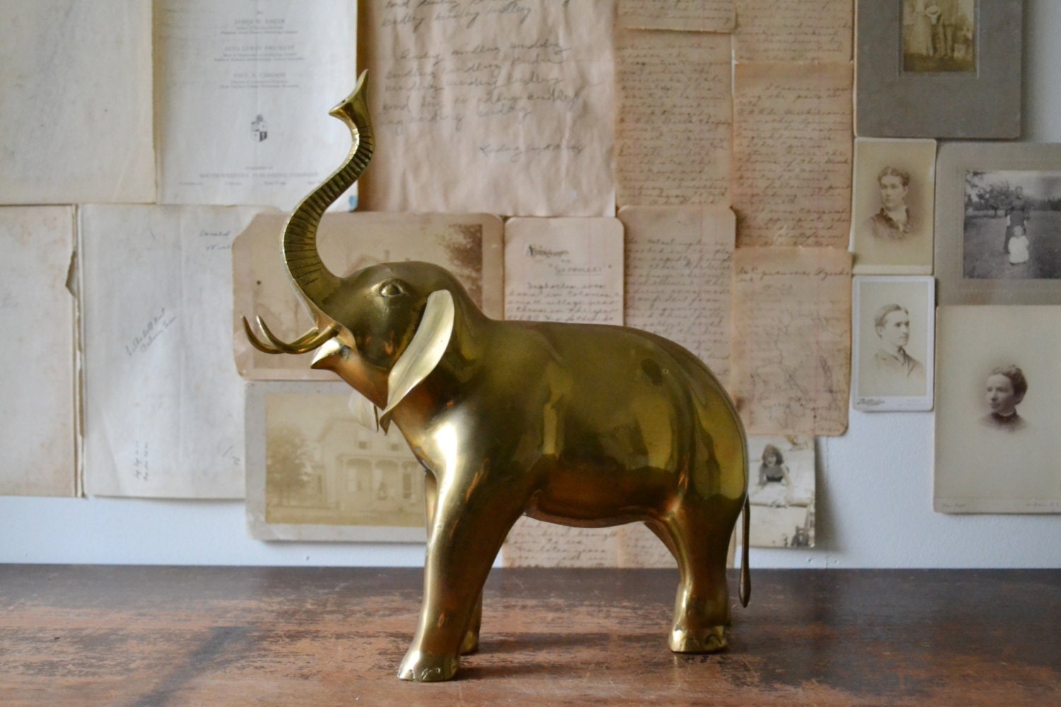 Large Vintage Brass Elephant