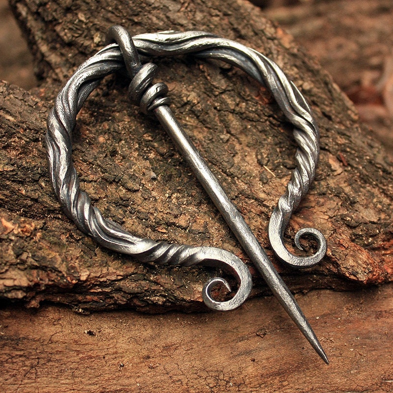 Forged Iron Fibula Pin Viking Medieval Nordic Brooch Costume
