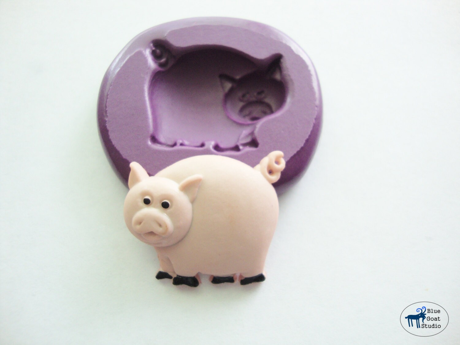 Pig Mold Farm Animal Mold Silicone Mold by BlueGoatStudio