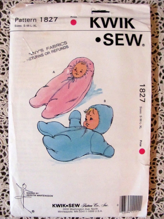 Kwik Sew 1827 Baby Bunting Bags Sewing by OnceUponAnHeirloom