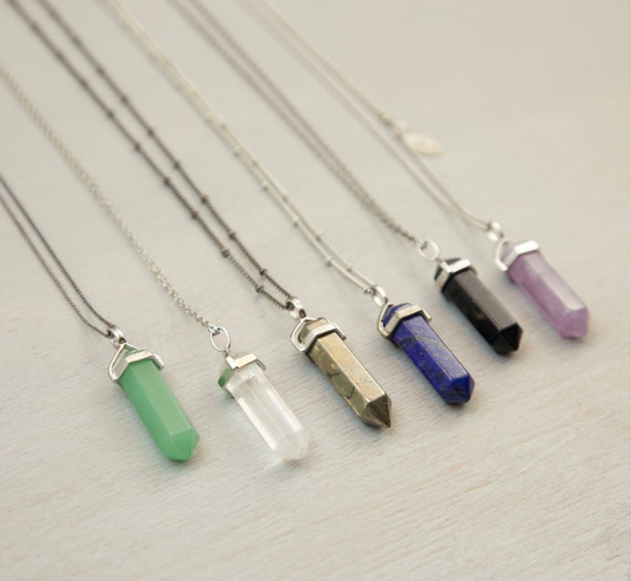 CRYSTAL POINT Necklace // Long Chakra Crystal Pendant Necklace // Natural Stone Crystal Point with Extra Long Necklace Option
