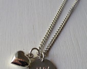 Necklace hand stamped - Heart + Initials