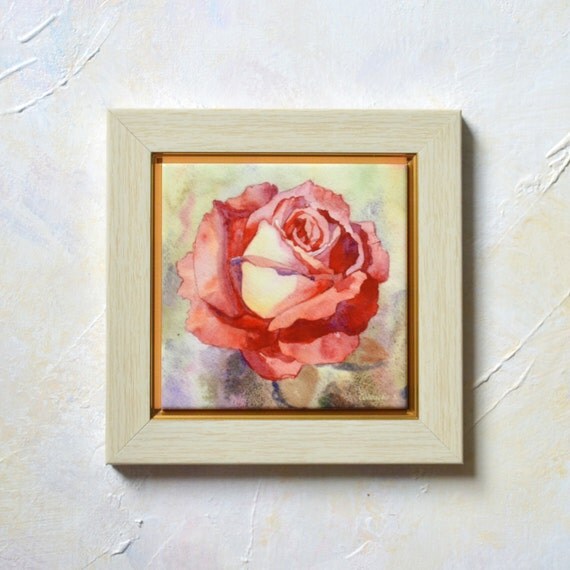 Rose Painting Rose Watercolor Ceramic Tile Rose by SobolevaArt