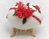 SALE!! 20% OFF Christmas Rose Ornament, Christmas Flower Ornament, Christmas Egg Ornament, Faberge Style Egg Ornament