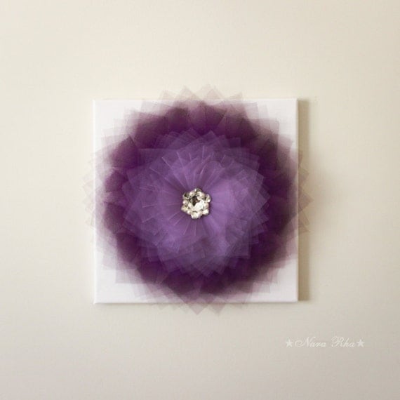 Dark Purple Flower Decorative Art Wall Hanging Home by NaraRha