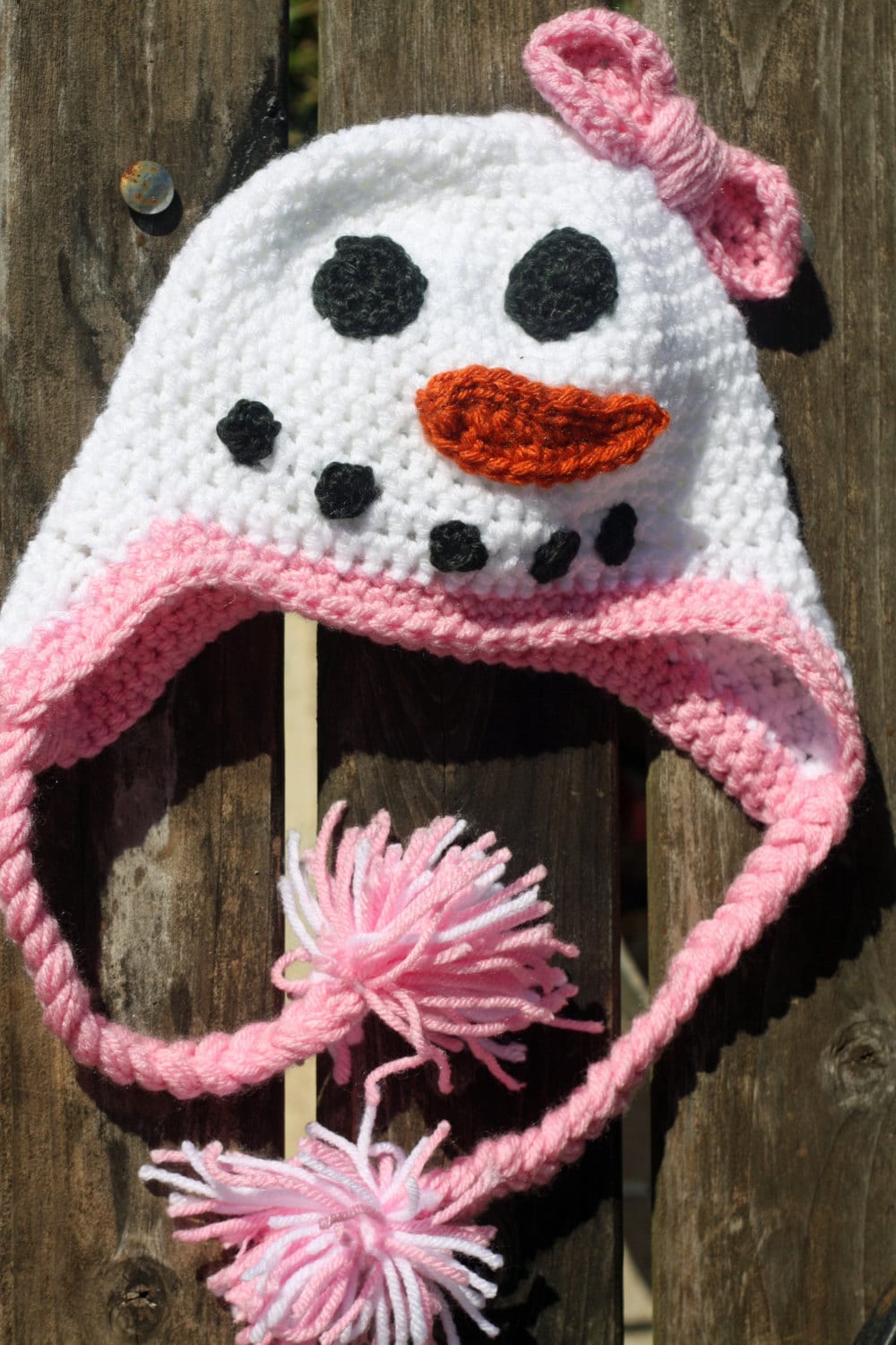Baby Girls Crochet Snowman Hat w/ Bow