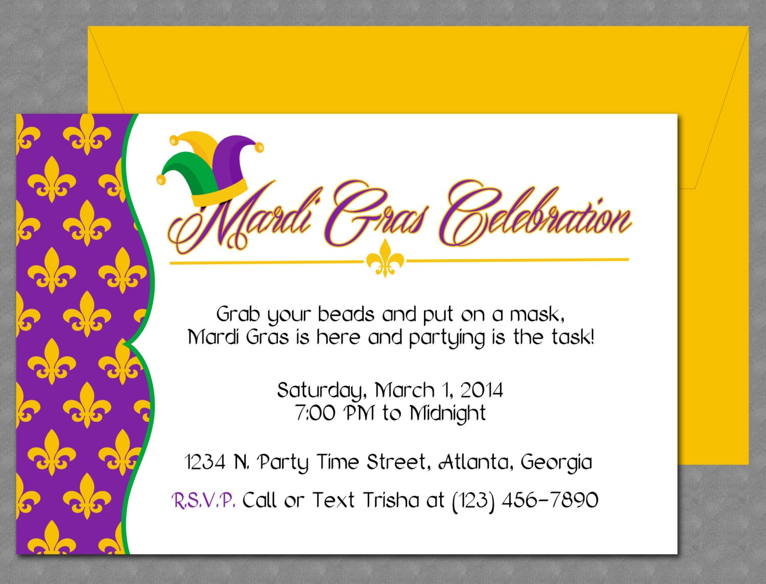 Mardi Gras Invitations Layout Free 8