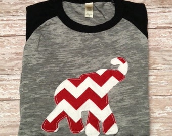 Alabama Crimson Tide Appliqued Raggedy Elephant 3/4 T-shirt