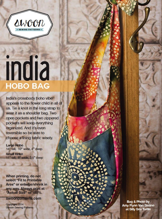 Swoon Patterns: India Hobo Bag PDF Hobo Bag Purse Sewing