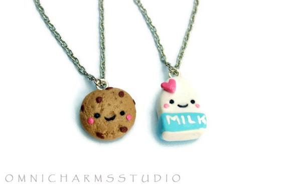 Milk and Cookie Best Friend Necklace Set Cute by OmniCharmsStudio