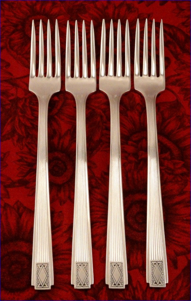 Oneida Community NOBLESSE Set 4 Forks Dinner Grille Style 1930 Vintage