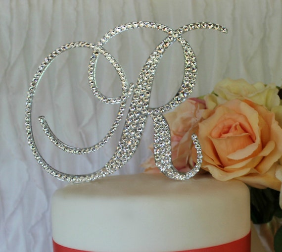 5 Monogram Wedding Cake Topper With Swarovski By Initialmoments