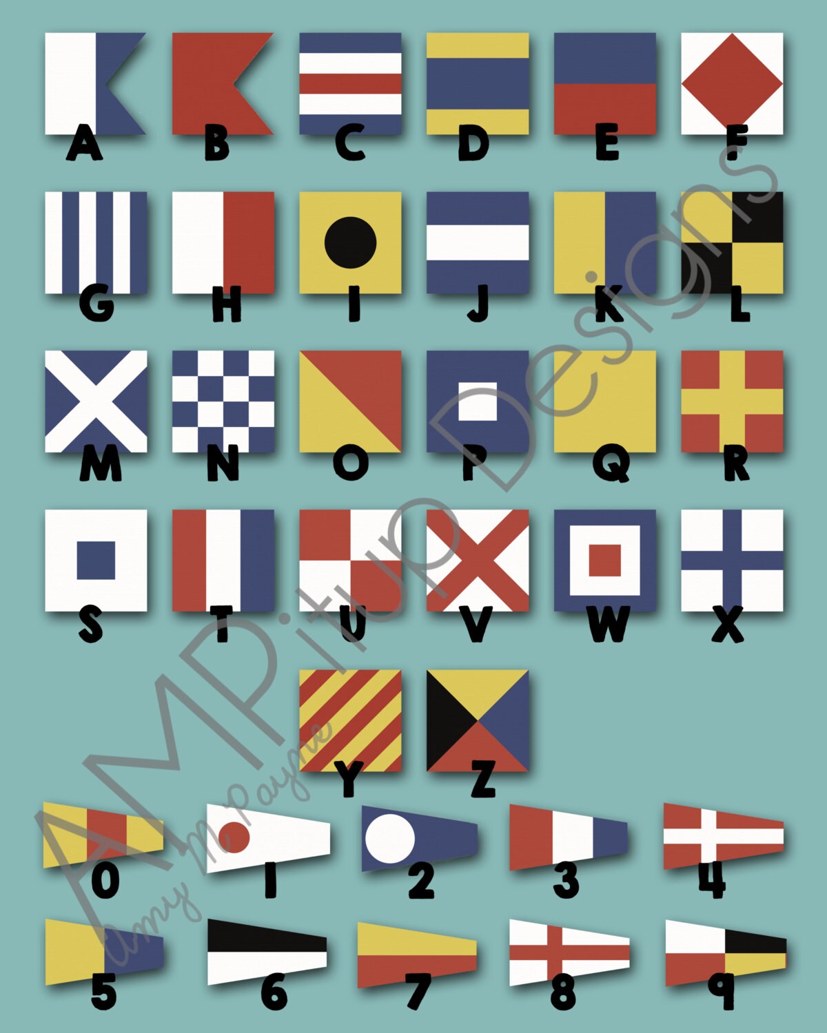 Nautical Flags Alphabet and Numbers Digital File INSTANT