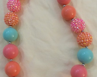 Mint Flower Bubblegum Bead Necklace by CraftyCreationsByLB on Etsy