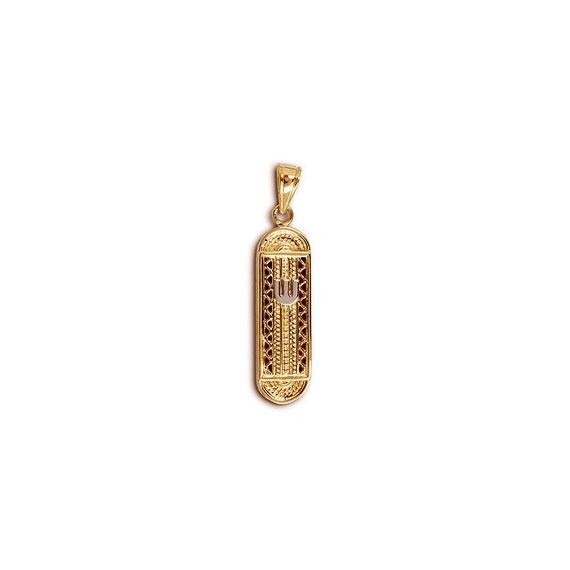 Yellow and White Gold Mezuzah Pendant with Detailing
