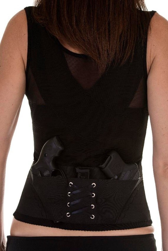 Black On Black Concealed Carry Corset Holster by CanCanConcealment