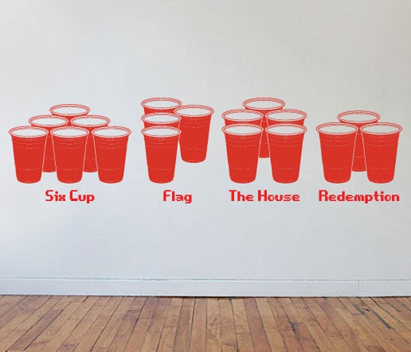 Beer Pong Various Cup Rack Formations Wall Vinyl Decorative