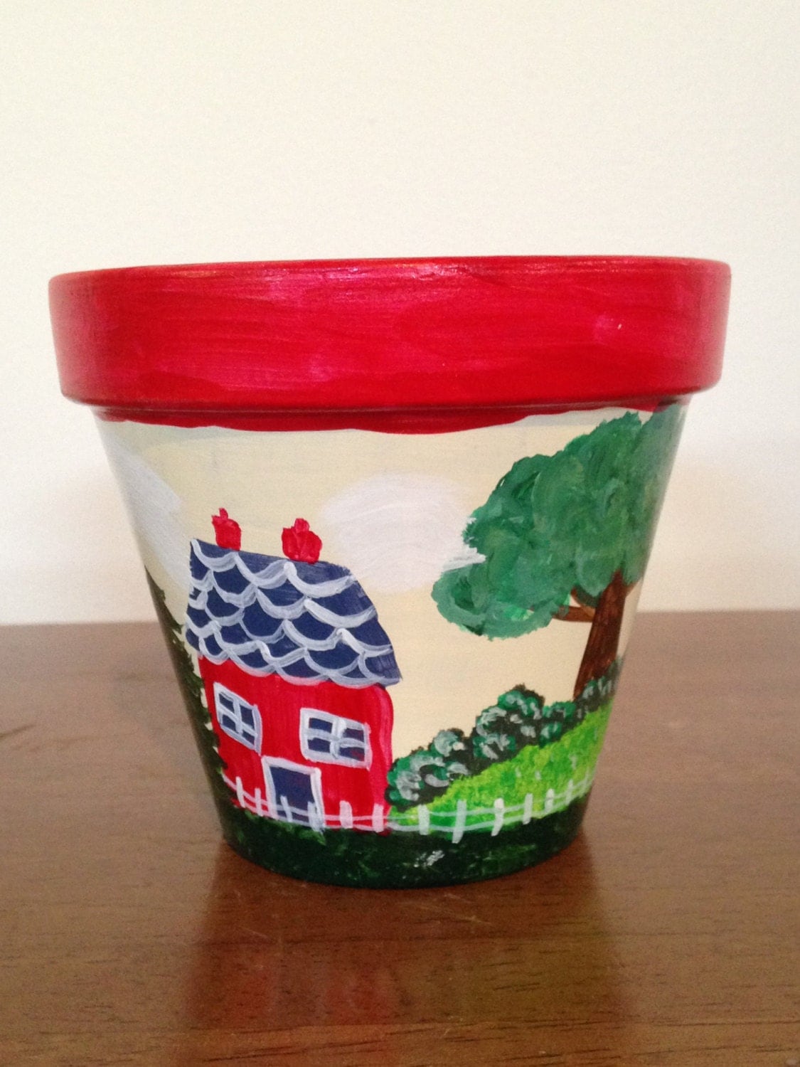 Decorative Flower Pot Hand Painted 4 inch Homemade