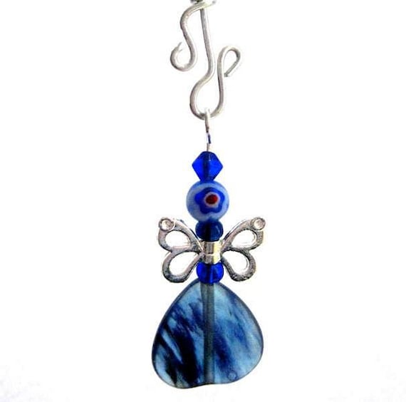 Blue Fairy Butterfly Charm. Christmas Ornament, Rear View Mirror Charm, Purse Charm OR Pendant