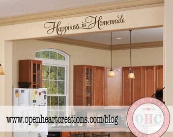 Happiness is Homemade Kitchen Wall Decal Saying - Kitchen Table or Dining Room Wall Saying Qt0287