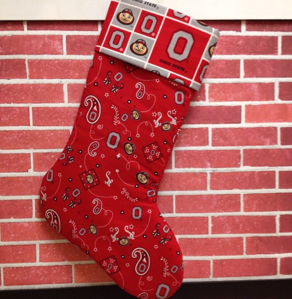 18 Stocking made with Ohio State fabric in by FestivePlaceSettings
