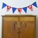 Blue White and Red Fabric Bunting Banner, Flags, Party Pennants, Reusable Decorations
