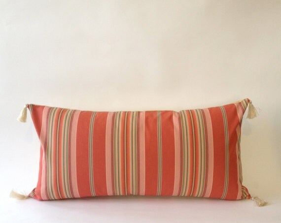 12x24 Bolster Pillow Cover Multi Color Stripes by NoraQuinonez