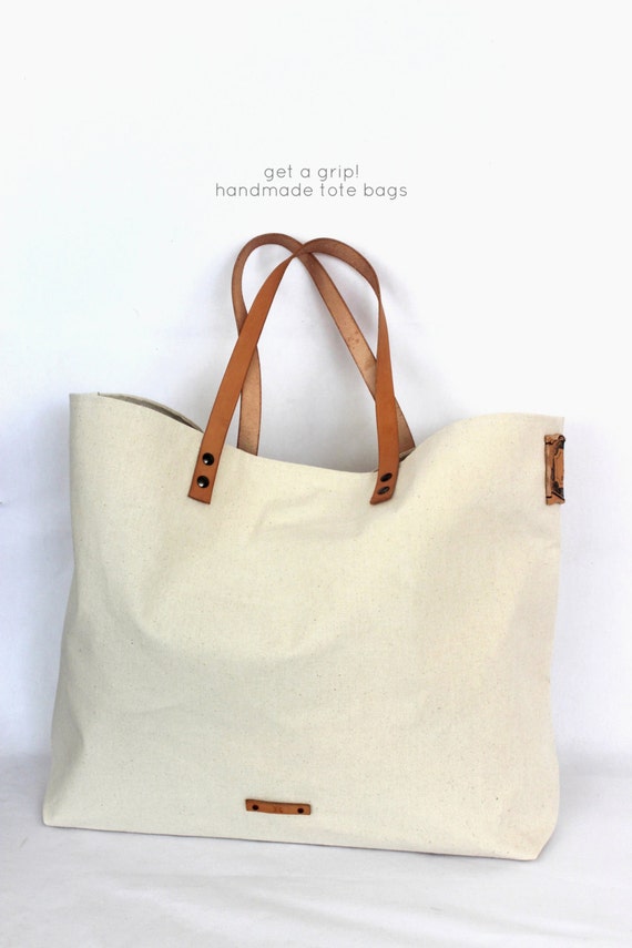 VINTAGE TOTE... Beach Bag Size... PERSONALIZED label... Natural Beige